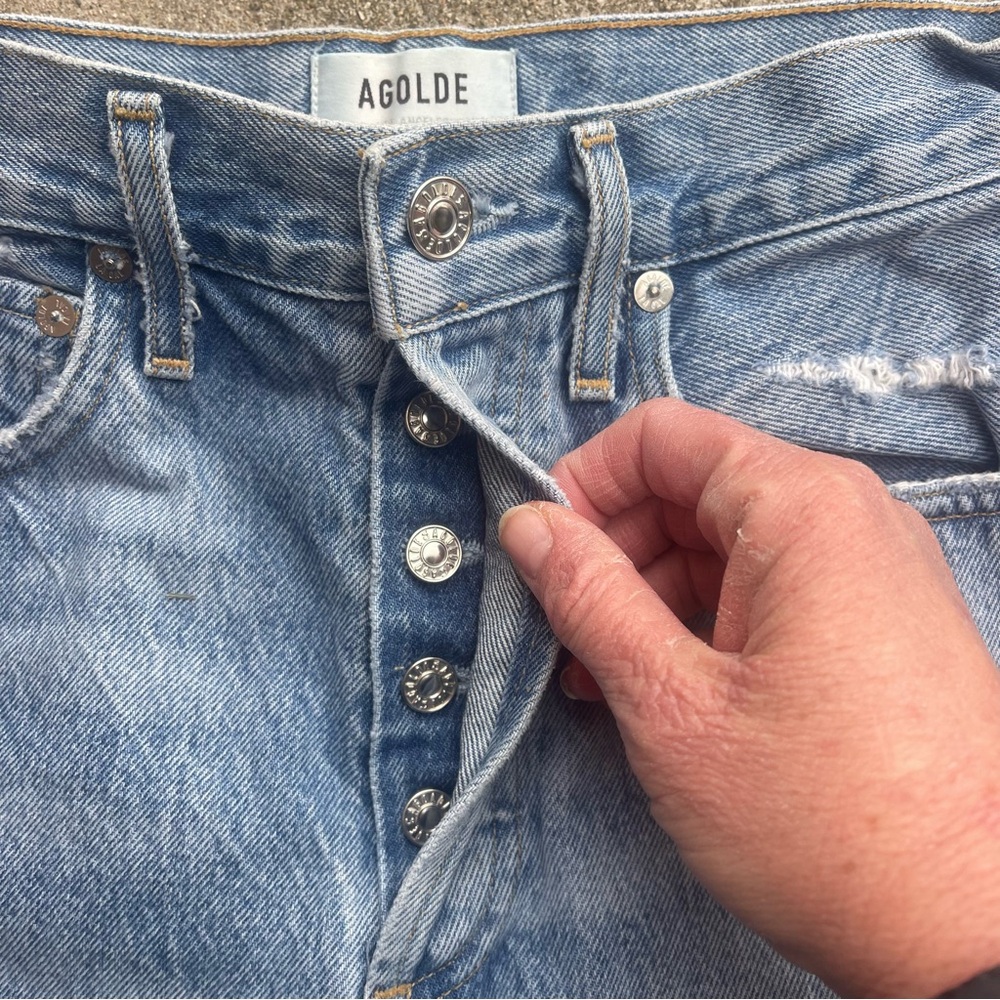Agolde High Rise Distressed Jeans Size 23 - Picture 4 of 8
